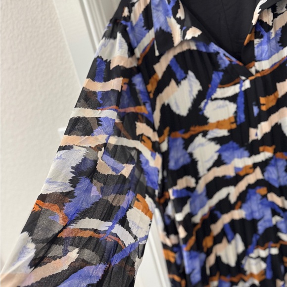 Plus Size Nine West Print Georgette Collar Pleated Dress Size 2X- Used - Picture 7 of 9